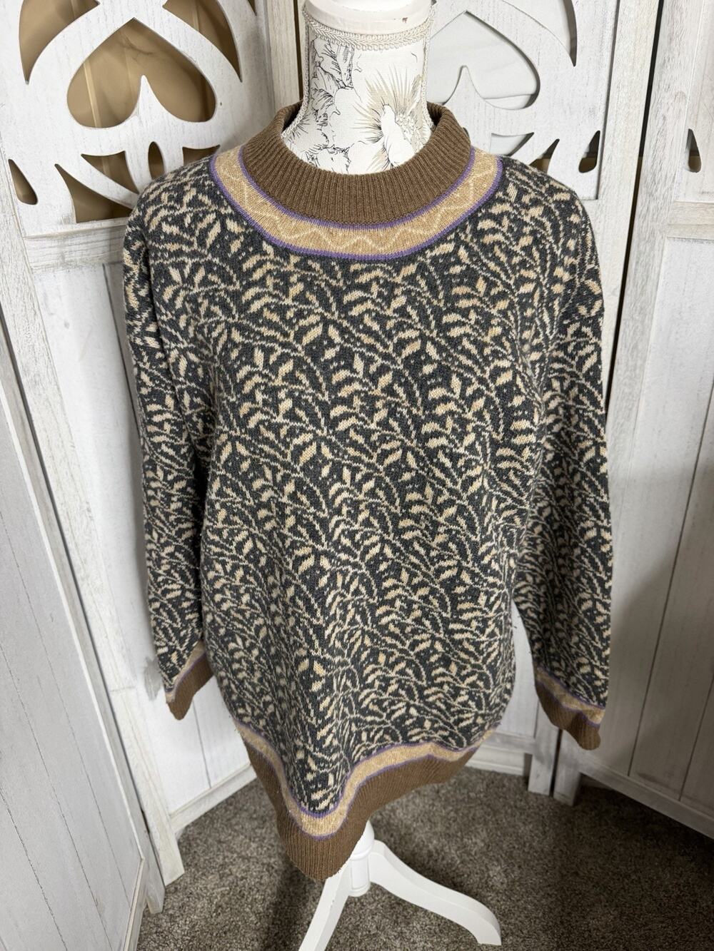Vintage ESPRIT Sport Fair Isle Sweater Ski School Wool 90s Top Size Large - Picture 1 of 7